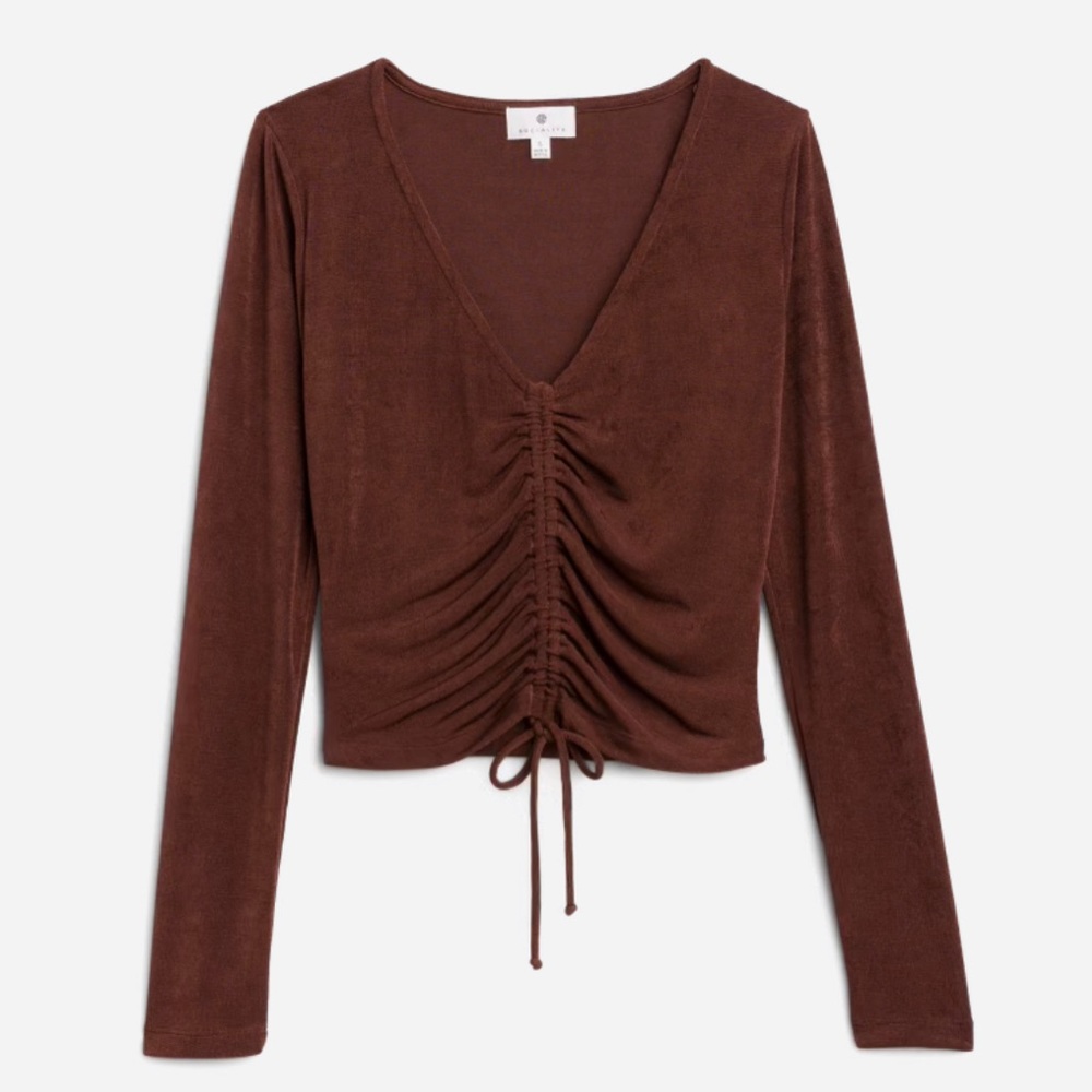 Socialite Small brown ruched crop top with tags
